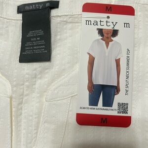 Matty M Women’s cotton blouse size M color ivory NWT